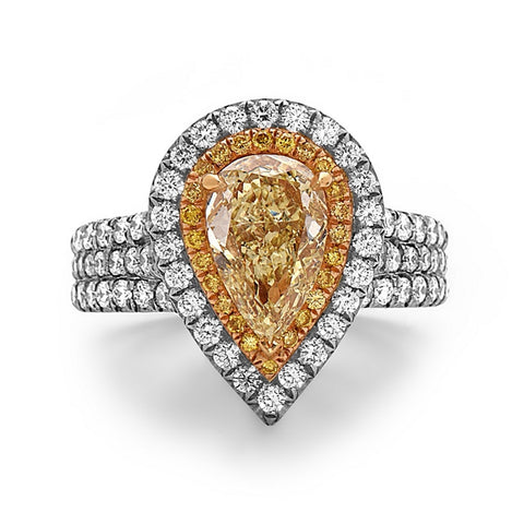Charles Krypell Pear Shape Yellow Diamond Ring