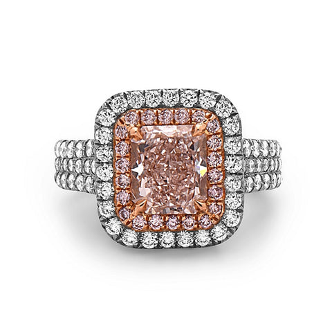 Charles Krypell Radiant Cut Pink Diamond Ring