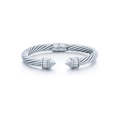 Sterling Silver and 14kt White Gold Cable Bracelet