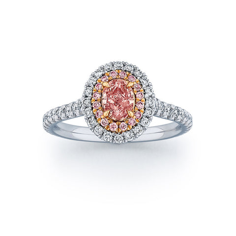 Oval Argyle Pink Diamond Halo Ring