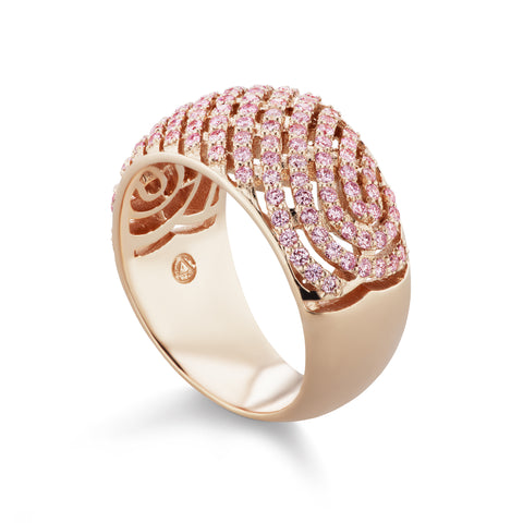 Wide Rose Gold and Argyle Pink Diamond Band