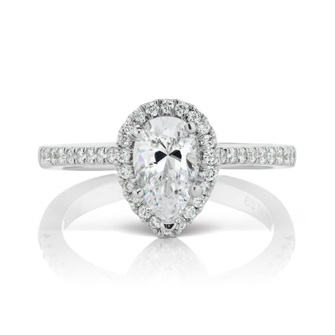 Barmakian Pear Shape Diamond Halo Engagement Ring