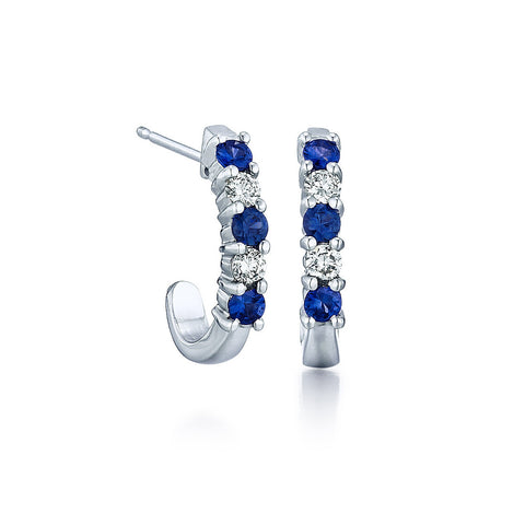 Sapphire and Diamond J-Hoop Earrings