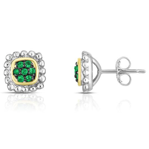 Phillip Gavriel Silver Emerald Quadra Earrings