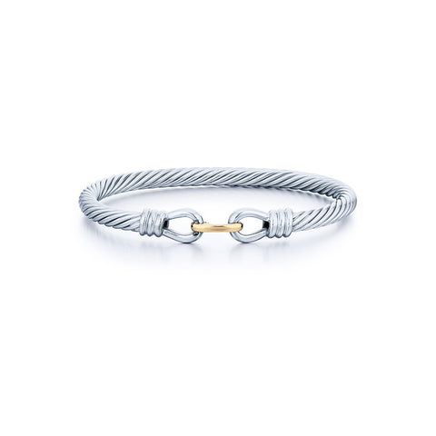 Sterling Silver and 14kt Yellow Gold Cable Bracelet